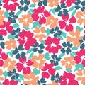 Colorful graphic large scale floral vector seamless pattern on white background Royalty Free Stock Photo