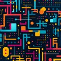 Colorful Graphic Pattern: Neon-infused Digitalism With Playful Machines