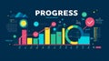 A colorful graphic of a progress chart with a check mark on it Royalty Free Stock Photo
