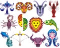 Graphic signs of the funny Zodiac