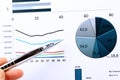 Colorful graphs, charts, marketing research and business annual report background, management project, budget planning, financial Royalty Free Stock Photo