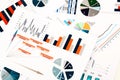 Colorful graphs, charts, marketing research and business annual report background, management project, budget planning, financial Royalty Free Stock Photo