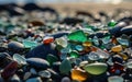 Colorful gravel stones on the beach. Generative Ai