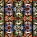 Colorful greek 3d floral seamless pattern. Vector geometric gold