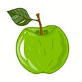 Colorful green apple icon illustration. Idea for paper, covers, templates, summer holidays, natural fruit themes. Isolated