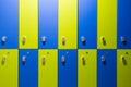 Colorful green and blue children cabinet lockers Royalty Free Stock Photo