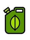 Colorful green fuel canister with a biofuel icon