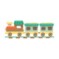 Cute green toy train for children. Vector illustration isolated on white background Royalty Free Stock Photo