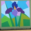 Colorful Green and Purple Flower Mural On James Road in Memphis, Tennessee.