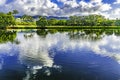 Colorful Green Trees Clouds Ala Wai Canal Reflection Honolulu Hawaii Royalty Free Stock Photo