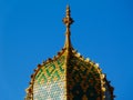 Colorful green and yellow enamel finished dome shaped clay tower roof Royalty Free Stock Photo