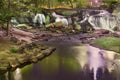 Colorful Greenville downtown park at night and blur motion waterfall Royalty Free Stock Photo