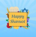 Happy Shavuot Jewish holiday greeting card vector image