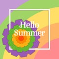 Colorful greeting card with paper fan.