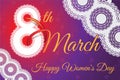 Colorful Greeting Card 8th March, International Women`s Day