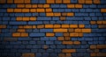 Colorful (grey, blue and orange) brick wall as background, texture Ai Generated Royalty Free Stock Photo