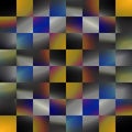 Colorful grey psychedelic square tiles checkered seamless pattern