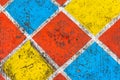 colorful grid pattern wall background and texture