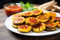 colorful grilled plantains topped with mango bbq sauce