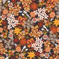 Colorful Groovy flowers seamless pattern vector illustration, hippie aesthetic floral ,Design for fashion , fabric, textile,