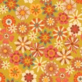 Colorful Groovy flowers seamless pattern vector illustration, hippie aesthetic floral ,Design for fashion , fabric, textile,