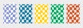 Colorful groovy retro checkered pattern. Abstract poster background vector set. Minimalist color cover template
