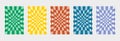 Colorful groovy retro checkered pattern. Abstract poster background vector set. Minimalist color cover template
