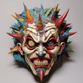 Colorful Grotesque Clown Mask With Spikes - Tanbi Kei Style