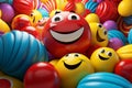a colorful group of smiley faces surrounded by colorful balloons Royalty Free Stock Photo