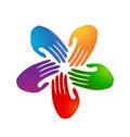 Colorful group team hands, vector logo Royalty Free Stock Photo