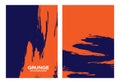 Colorful Grunge Abstract Background Vector Set. Ink brush splash, orange and blue frame collection. Royalty Free Stock Photo