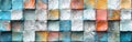 Colorful Grunge Glass Mosaic Tile Wall Texture - Abstract Square Mirror Background Banner with Generative AI Design Royalty Free Stock Photo