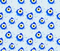 Colorful grunge Turkish Nazar Boncugu or Evil Eye amulets seamless pattern. Believed that it protects against evil eye