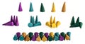 Colorful grups and individual incense cones Royalty Free Stock Photo