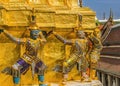 Colorful Guardians Gold Stupa Pagoda Grand Palace Bangkok Thailand