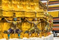 Colorful Guardians Gold Stupa Pagoda Grand Palace Bangkok Thailand