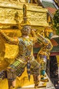 Colorful Guardians Gold Stupa Pagoda Grand Palace Bangkok Thailand