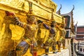 Colorful Guardians Gold Stupa Pagoda Grand Palace Bangkok Thailand