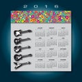 2016 Colorful guitar music calendar