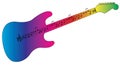 Colorful guitar with musical notes as song