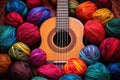 colorful guitar strings arranged artistically