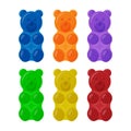Colorful gummy bears set. Bright jelly sweets vector illustration isolated on white.