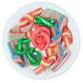 Colorful gummy candy (licorice) sweets on a plate Royalty Free Stock Photo