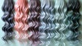 Colorful hair extensions and elegant makeup mockup on beautiful salon background