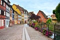 Colorful half timbered houses along a canal, Colmar, France