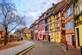 Colorful half-timbered houses in medieval town Colmar, Alsace, F