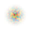 Colorful halftone dots. Rainbow geometric gradient for pop art designs. Geometric vintage monochrome fade wallpaper. Pop art print Royalty Free Stock Photo