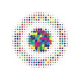 Colorful Halftone Modern. Abstract Element. Texture Shape. Dot Art. Circle Background. Gradient Illustration. Effect Gradation. Royalty Free Stock Photo