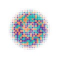 Colorful Halftone Retro. Abstract Background. Texture Element. Dot Gradation. Circle Art. Gradient Art. Effect Shape. Round Shape Royalty Free Stock Photo