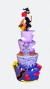 Colorful Halloween cake with a funny witch